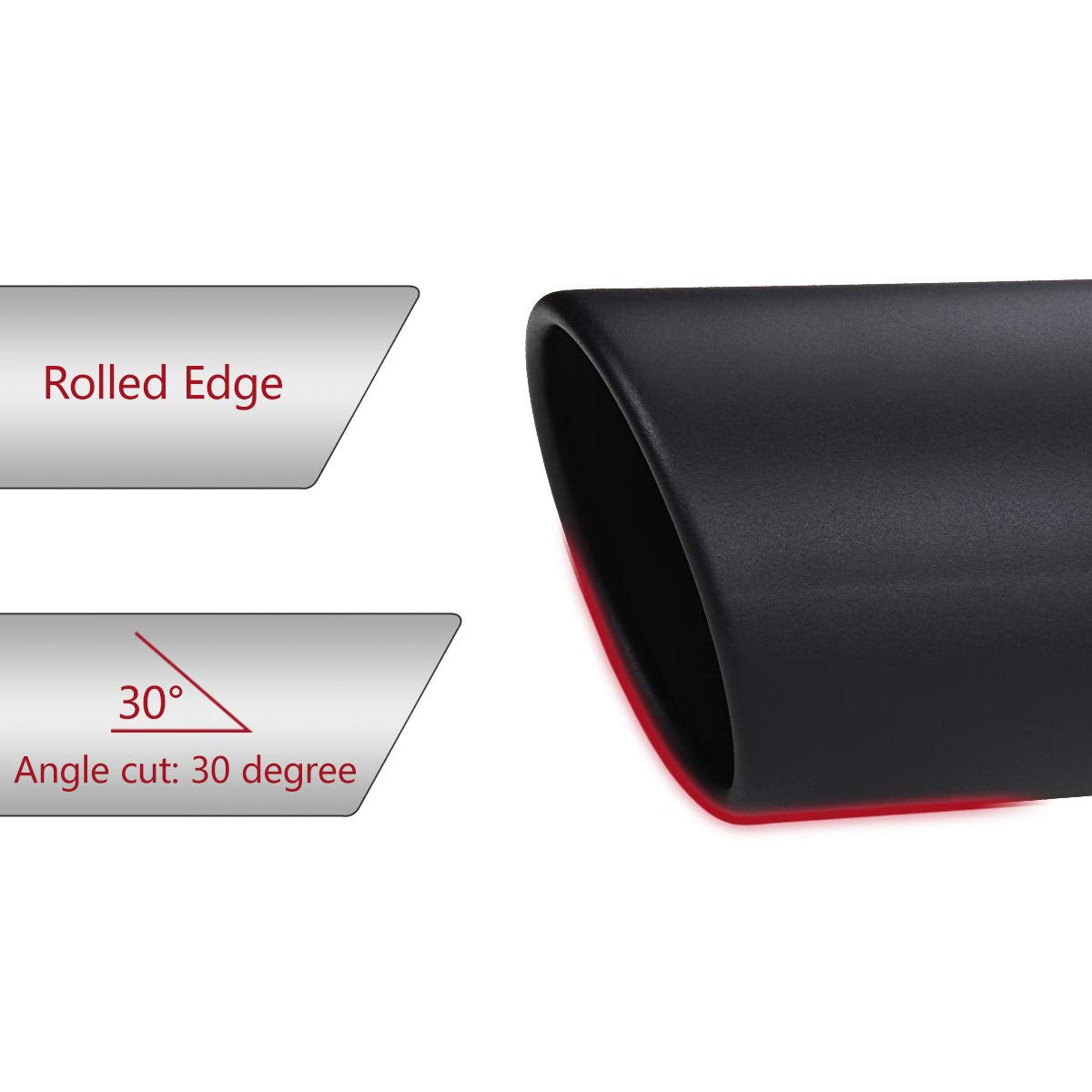 LCGP 5" Inlet Exhaust Tip, 6" Outlet 15" Long Bolt On Stainless Steel Diesel Exhaust Tailpipe Black