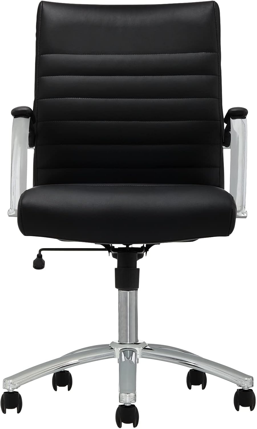 Realspace® Modern Comfort Series Winsley Bonded Leather Mid-Back Chair, Black