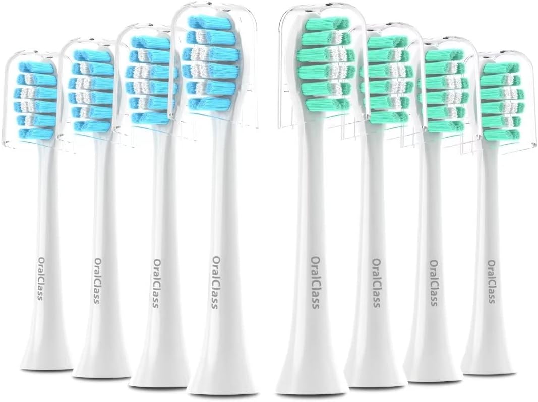 OralClass Replacement Toothbrush Heads for Philips Sonicare Click-on Handles, Medium Soft Electric Brush Heads Refills, 8 Pack