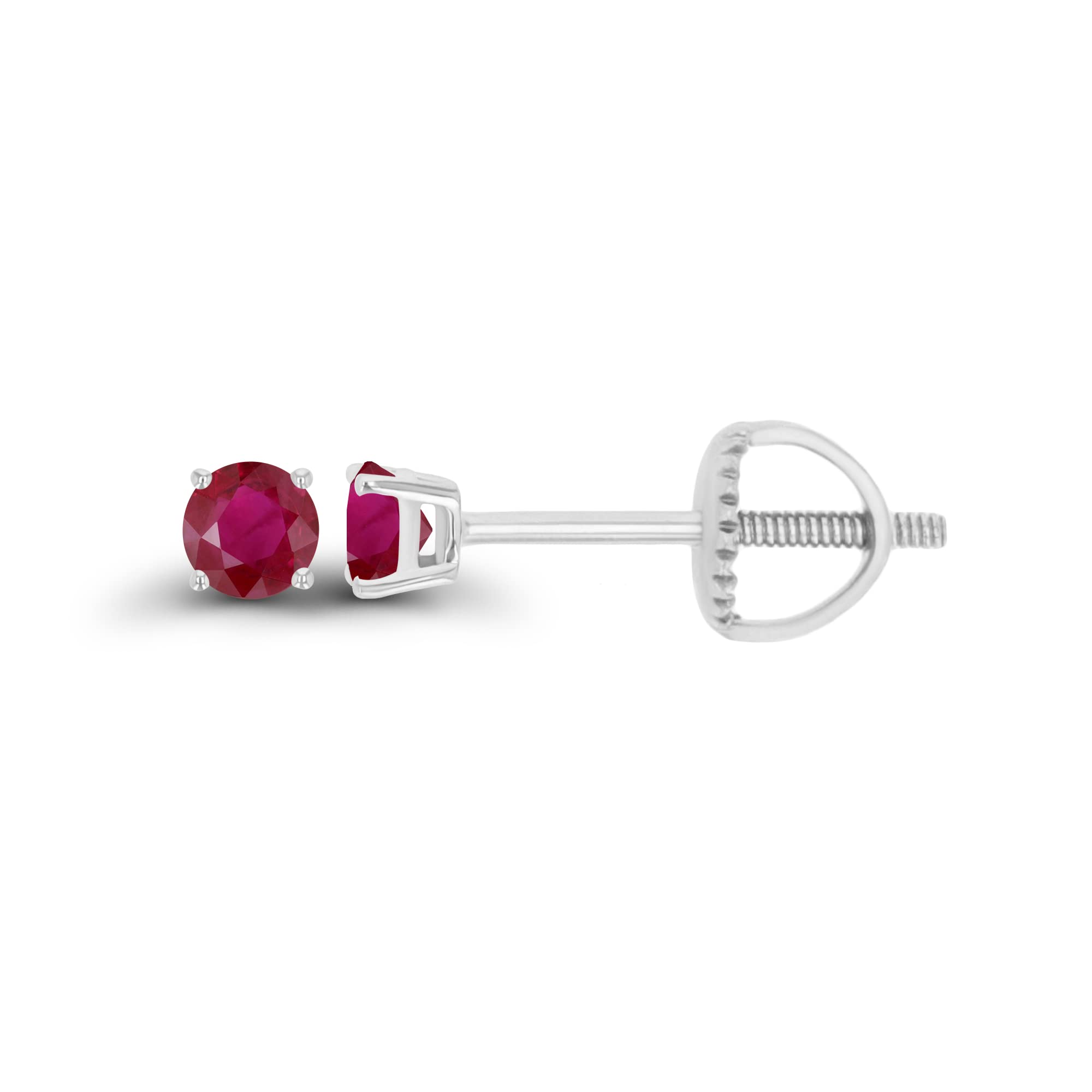 14K Gold Plated 925 Sterling Silver Hypoallergenic 3mm Round Genuine Birthstone Solitaire Screwback Stud Earrings