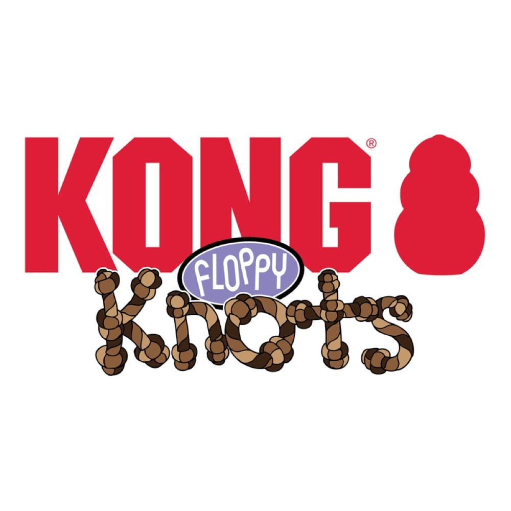 KONG Floppy Knots - Durable No‑Stuffing Squeaky Rope & Plush Dog Toy - for Teething, Playing (Bunny, Small/Medium)