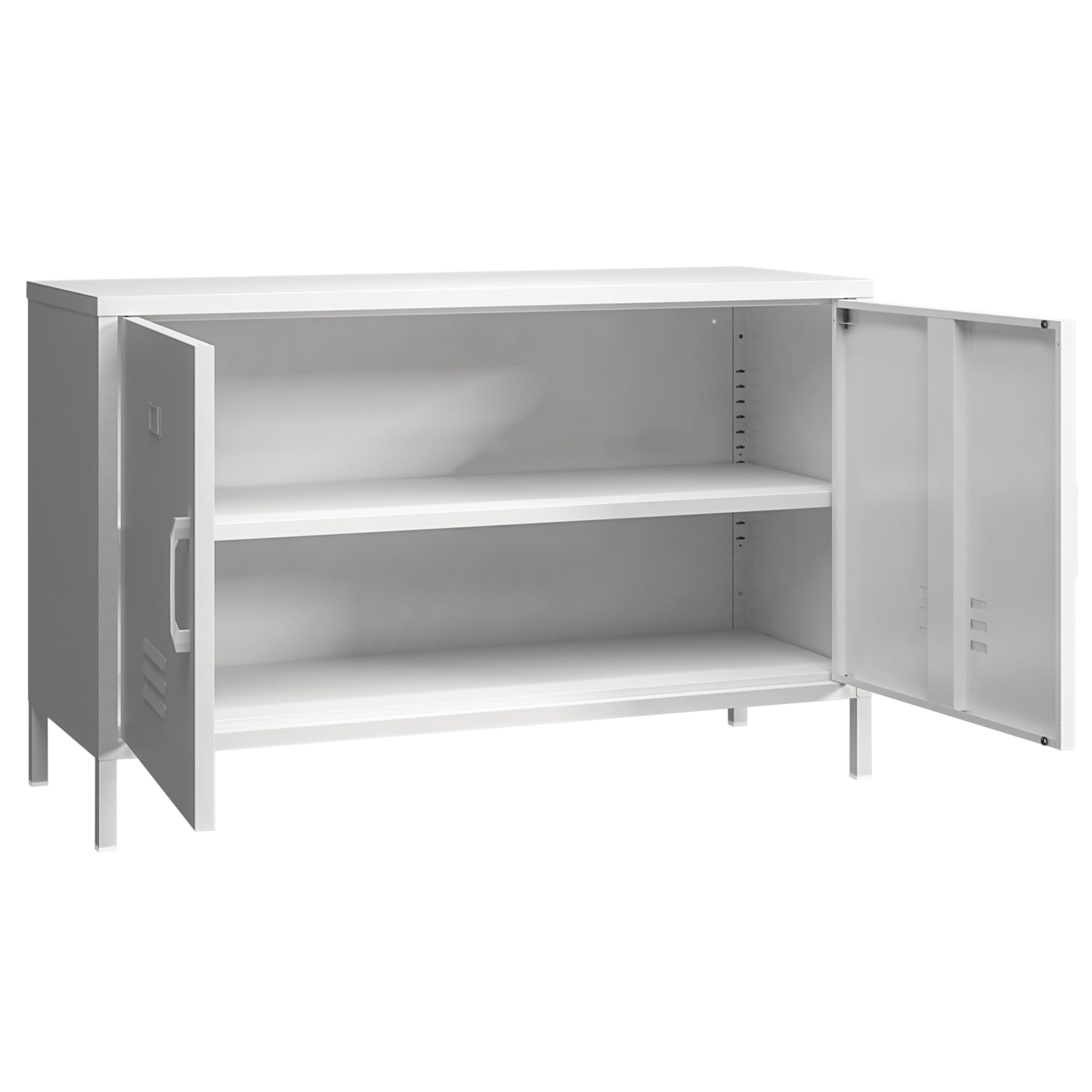 2 Door Steel Accent Cabinet,Black Metal Storage Cabinet with Adjustable Shelf,2-Tier Office Cabinet,Multipurpose Metal Locker Storage Cabinet for Office Home,Music Studio