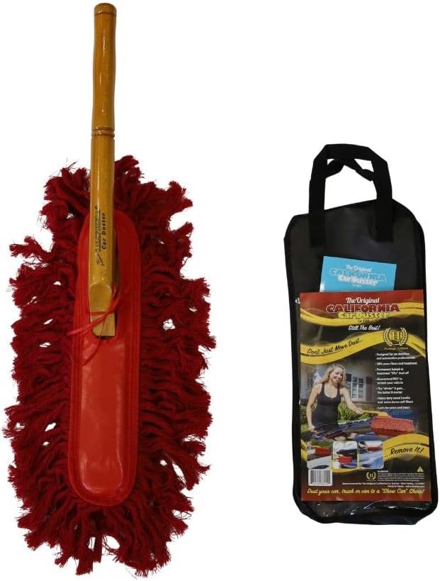 California Car Duster Heritage Edition Wood Handle and Cotton Mop 86242, Red