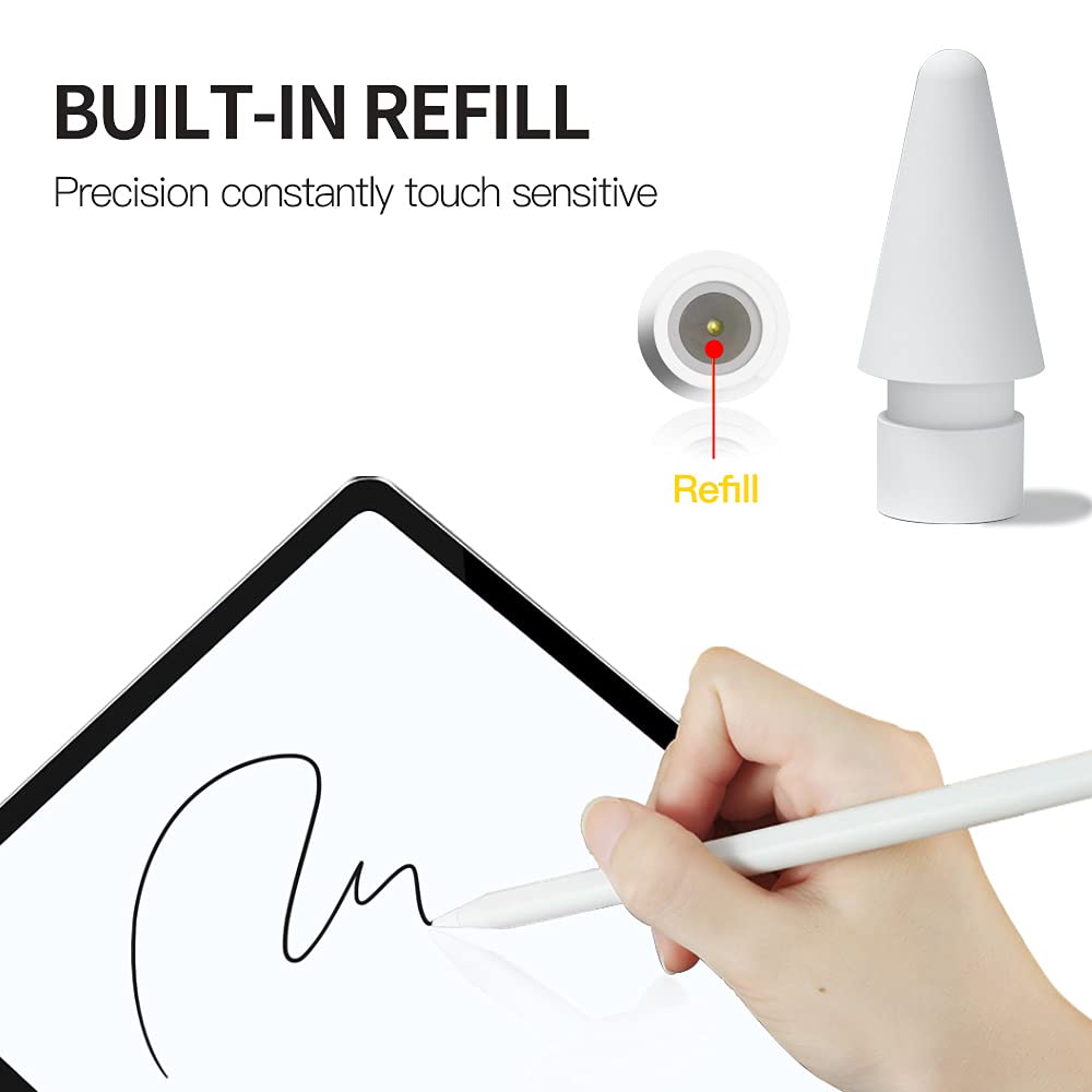 AWINNER Replacement Tips Compatible for Apple Pencil 1st & 2nd Generation 4 Pack - Precise Stylus Nib for iPad Pro Pencil, Smooth Writing Drawing Pen Tip, Compatible with Pencil Pro & Logitech Crayon