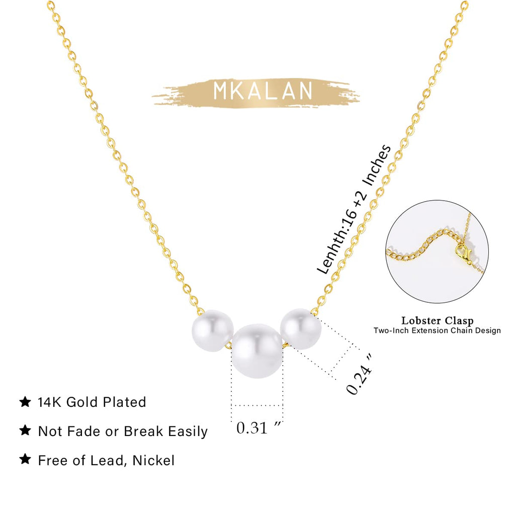 Pearl Necklaces for Women,14K Real Gold Plated Dainty Cute Pearl Necklace for Women Handmade Pearl Chain Necklace Everyday Jewelry Gift
