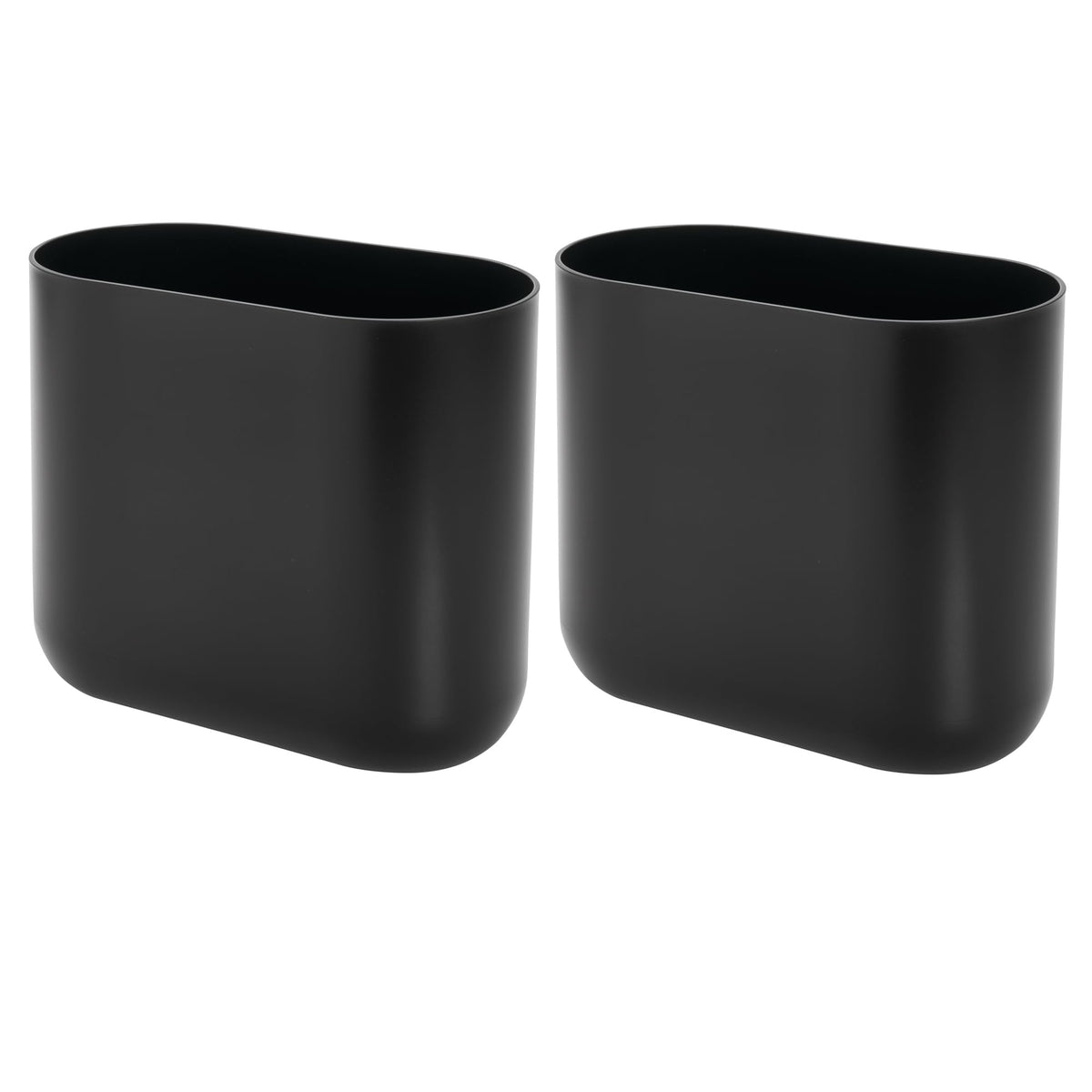 iDesign Small Slim Plastic Bathroom Trash Can, Black | Garbage Can for Bedroom, Office, Desk, Dorm