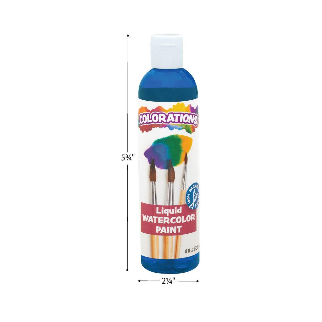 Colorations Paraben-Free Glitter Liquid Watercolor Paint, Set of 8 Vibrant Colors, 8 fl oz, Non-Toxic and Made in The USA