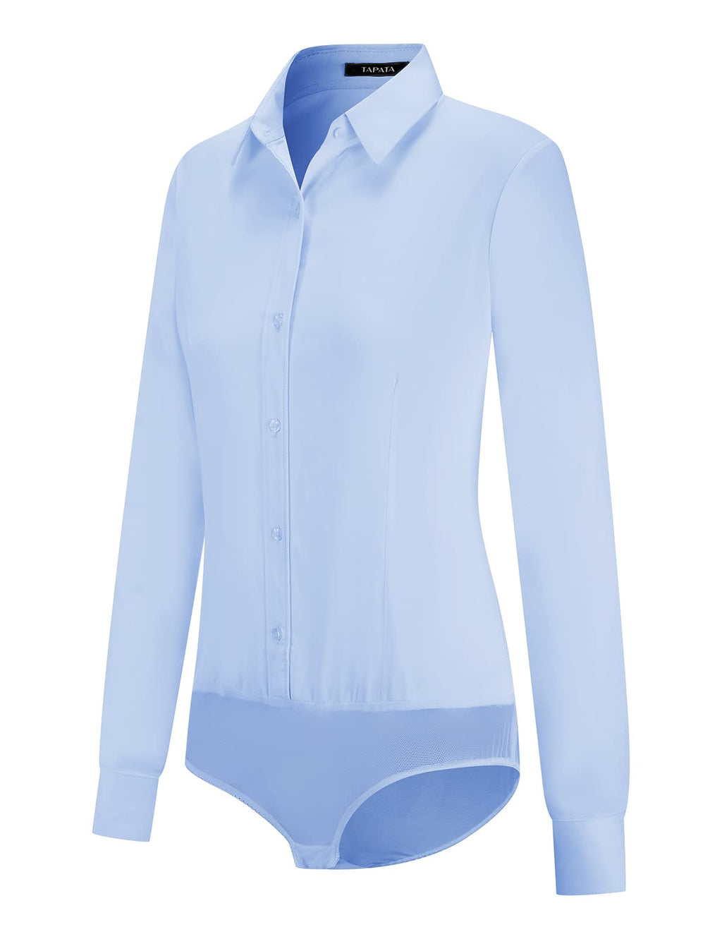 Tapata Womens Bodysuit Blouse Button Down One-Piece Long Sleeve Solid Office Work Shirt Casual Tops