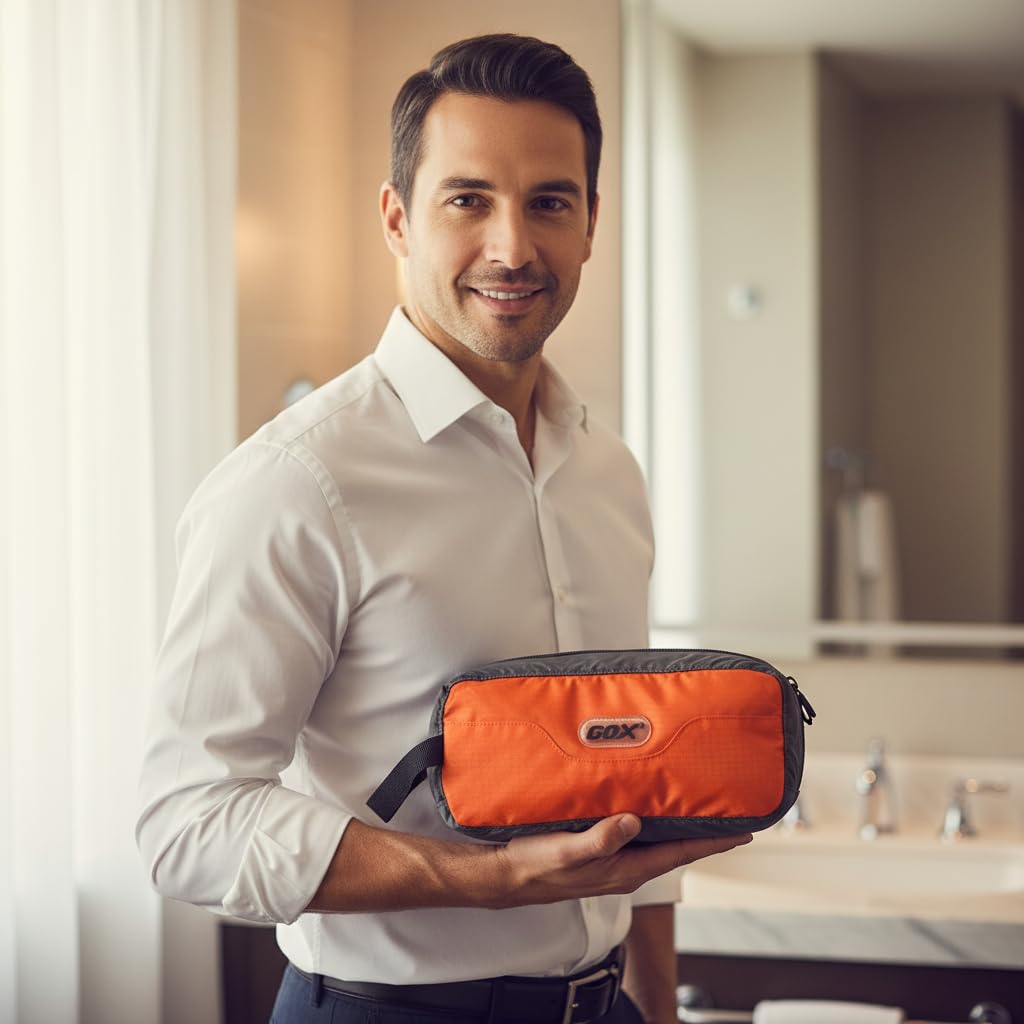 GOX Travel Small Toiletry Bag for Men Nylon Dopp Kit Medicine Bag Travel Organizer Pouch Shave Kits for Teens Toiletry Essentials Bathroom Compact (Black, 7.9 * 3.7 * 2 Inches)