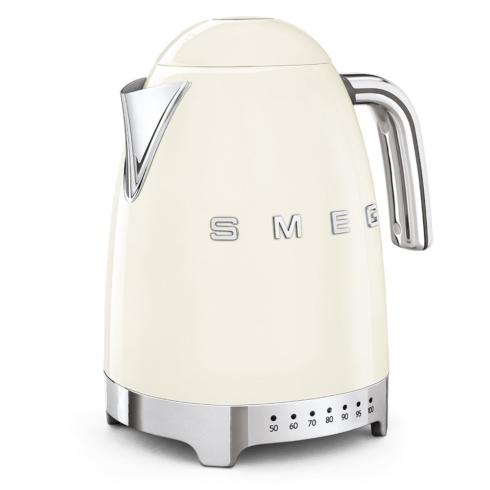 SMEG Variable Temperature Electric Kettle 1.7L (7 Cup), Stainless Steel Tea & Coffee Kettle, Fast Boil, Adjustable Temp 122°F–212°F, Keep Warm, Auto Shut-Off, 360° Base, Retro Style-Black