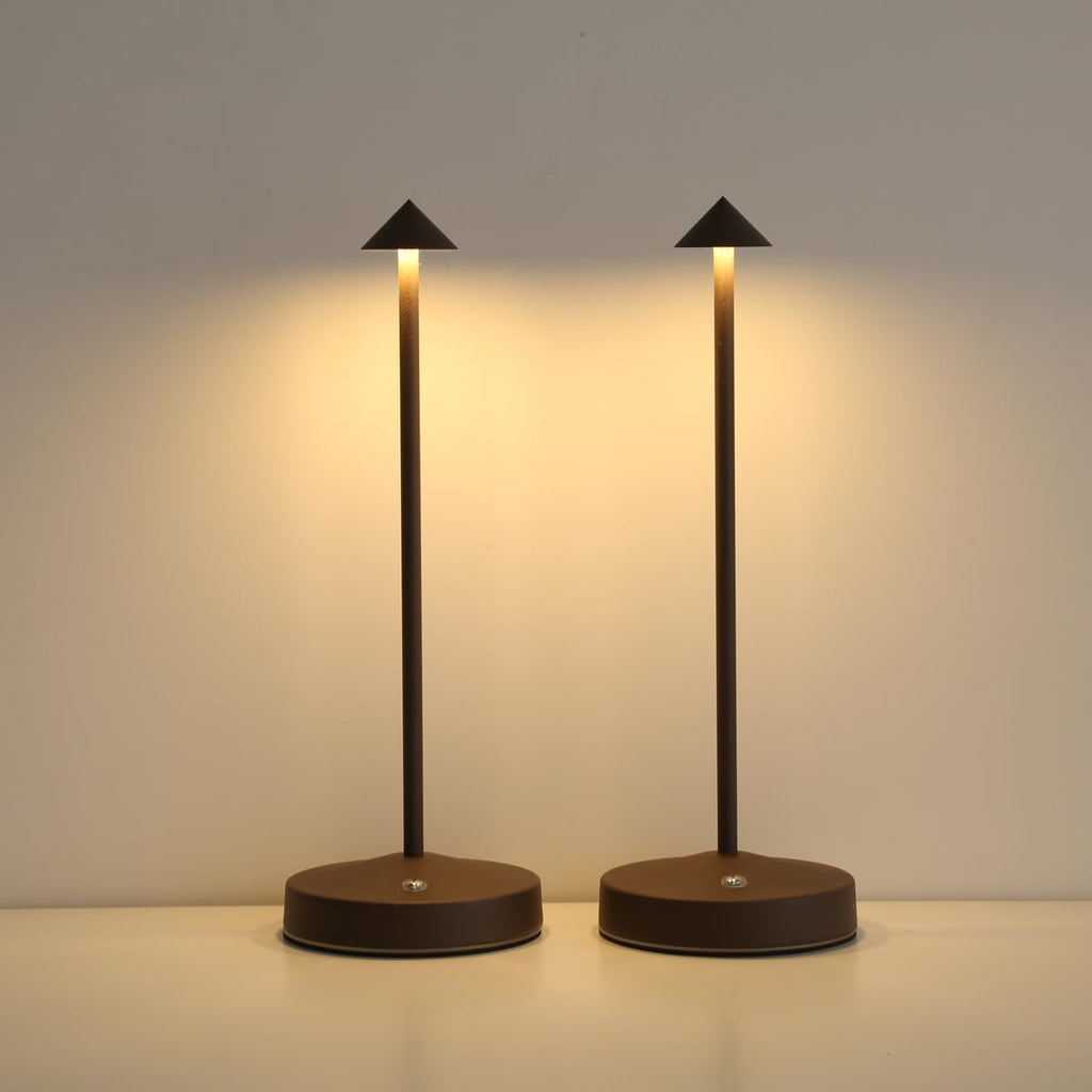 Rechargeable Cordless Lamps,3000mAh Battery Operated Table Lamp,Portable LED Touch 2 Levels Brightness Dimmable Bar Lamp,Battery Powered Lamps for Bars,Restaurant,Living Room(2 Pack,Rust)