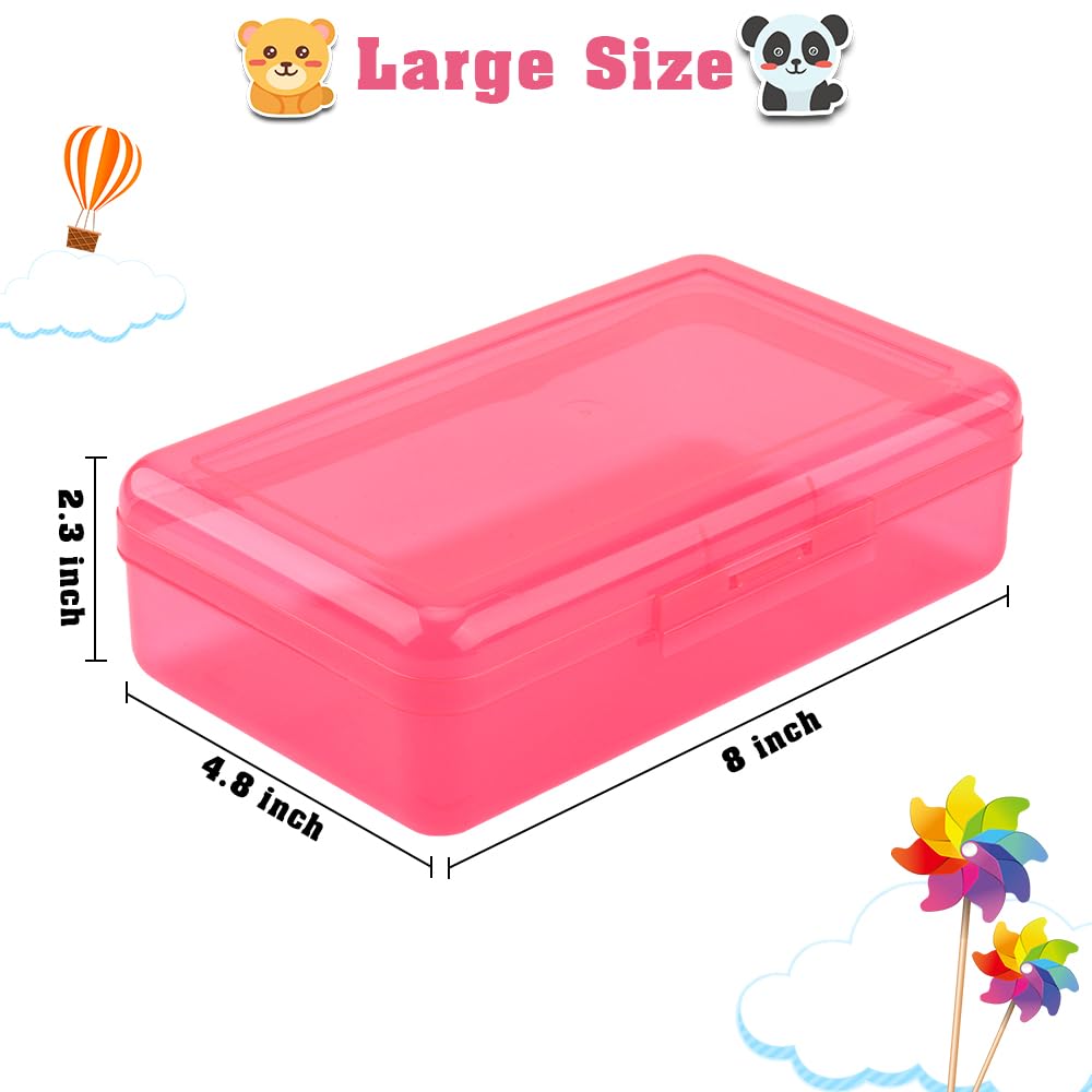 Pencil Case, Pencil Box, Clear Pencil Case, 3 Pack Plastic Pencil Case, Large Capacity Pencil Case, Crayon Box with Snap-tight Lid Stackable Design, Plastic Storage Box for School Office Supplies
