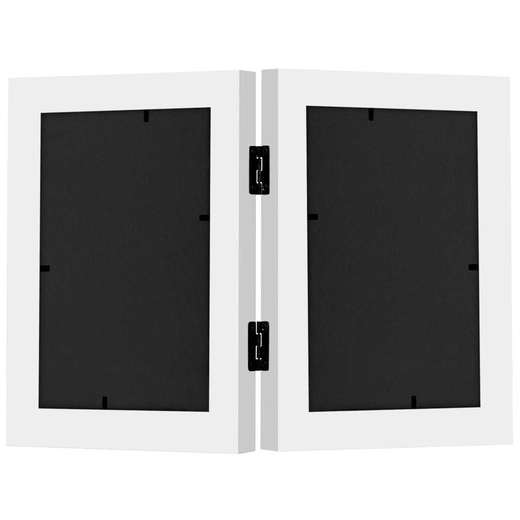 Americanflat Hinged 4x6 Picture Frame with Shatter-Resistant Glass - Double Picture Frames with Engineered Wood - Signature Collection - Photo Frame for Tabletop Display - Black