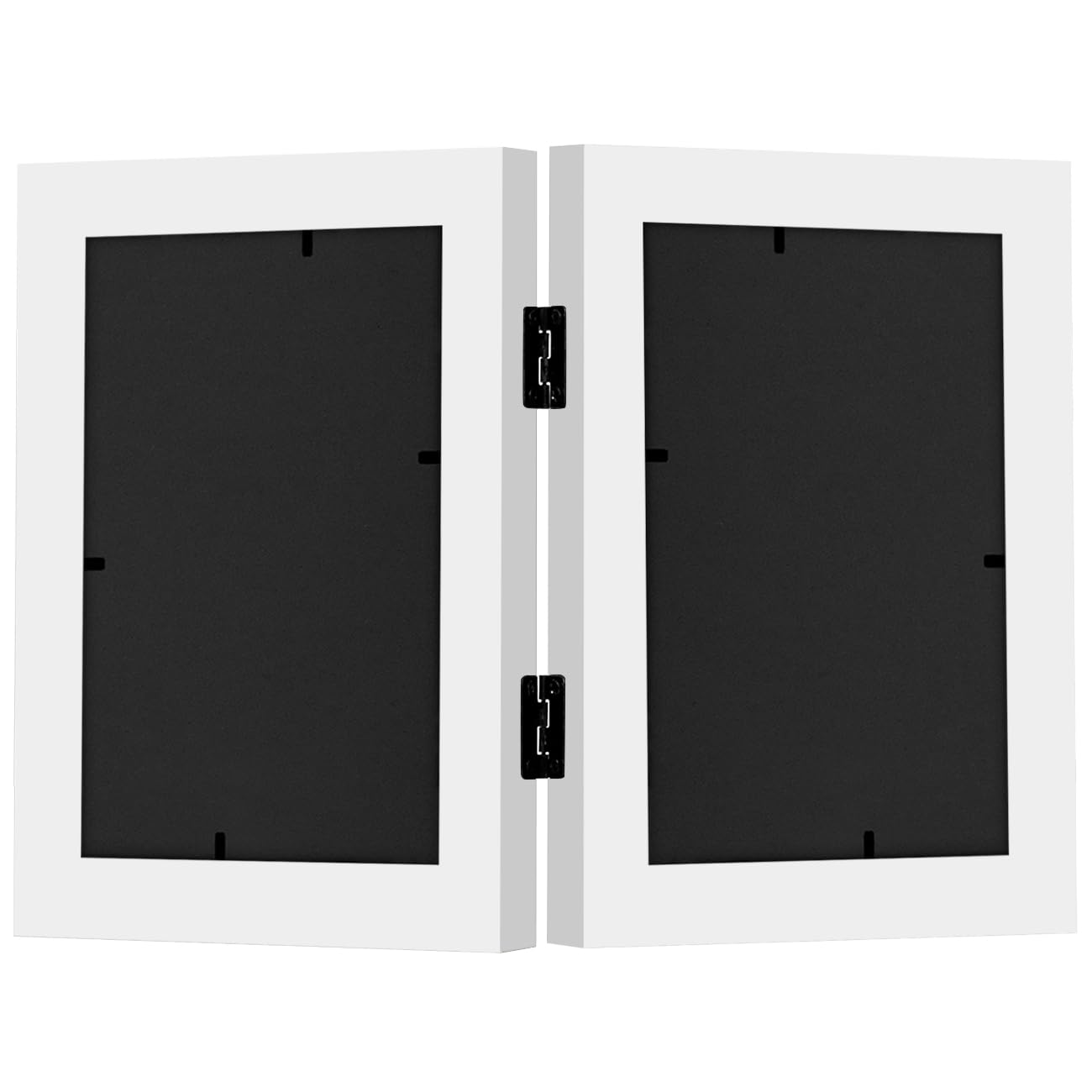 Americanflat Hinged 4x6 Picture Frame with Shatter-Resistant Glass - Double Picture Frames with Engineered Wood - Signature Collection - Photo Frame for Tabletop Display - Black