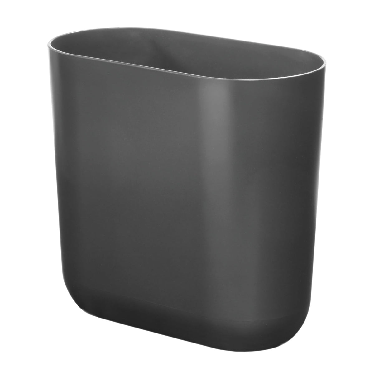 iDesign Small Slim Plastic Bathroom Trash Can, Black | Garbage Can for Bedroom, Office, Desk, Dorm