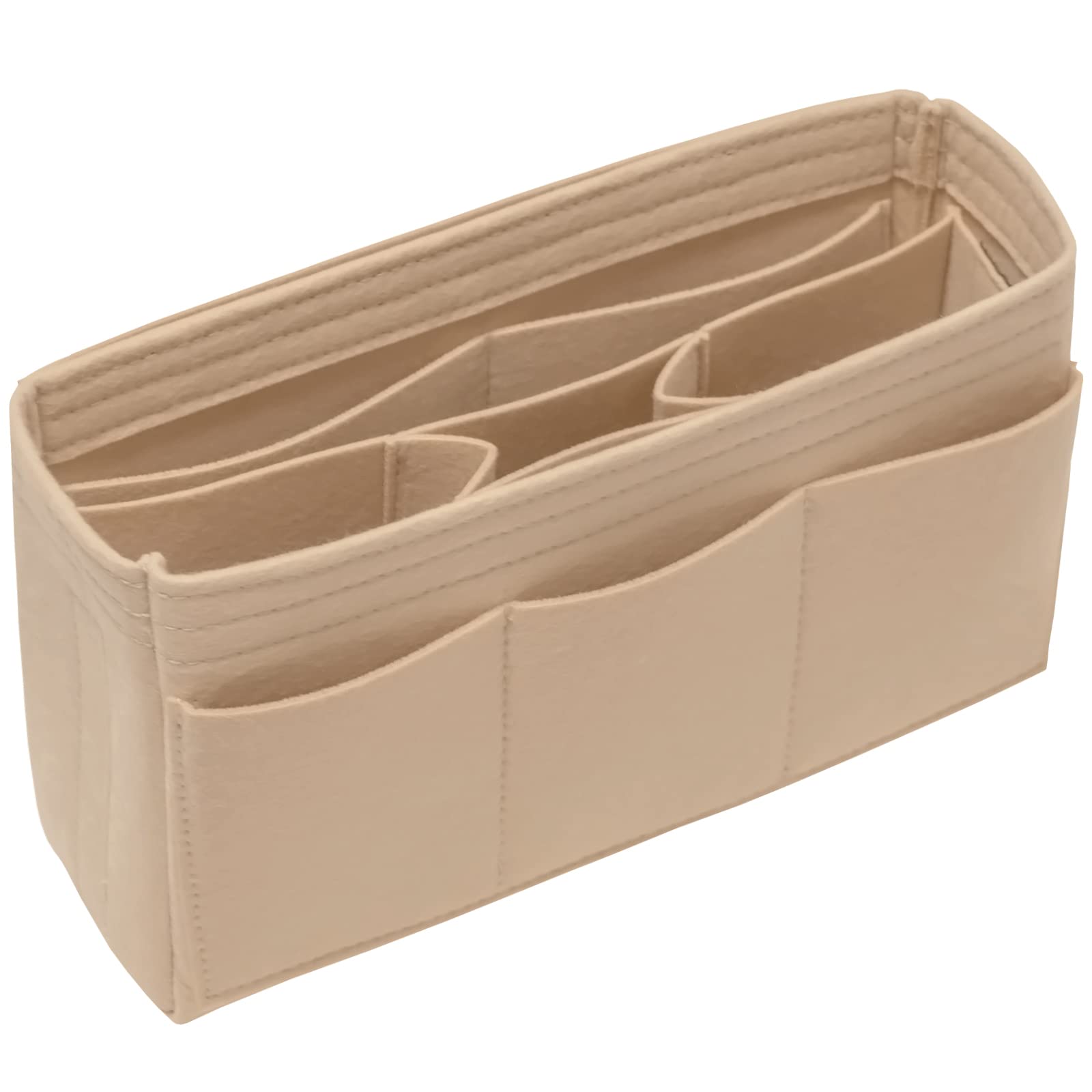 DailyPlus Purse Organizer Insert Felt Bag Organizer Handbag Organizer Insert Bag In Bag Organizer for Tote Purse Bag 14 Pockets Beige Small