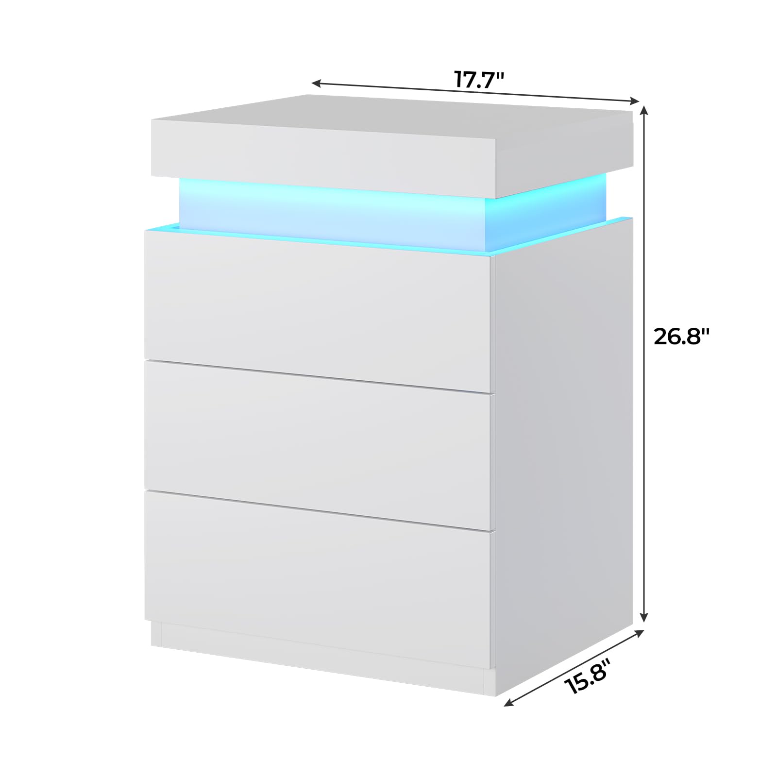 BTHFST LED Nightstands Set of 2,Night Stands for Bedroom Set of 2,Nightstand with Charging Station and Sliding Top,Bedside Table with Power Outlets & Drawers,Modern End Side Table (Black)
