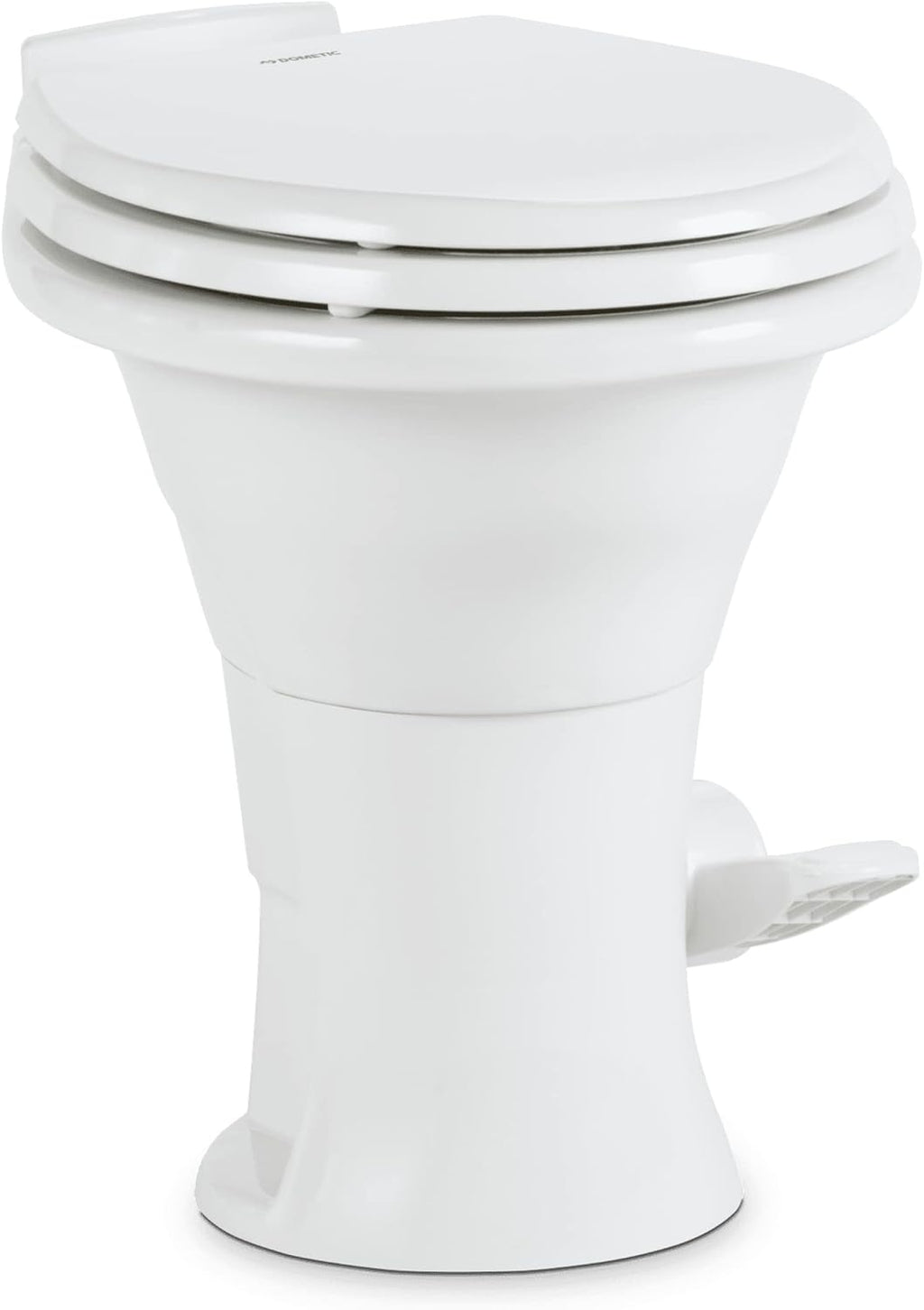 Dometic 310 Standard Toilet, White, Round Shape, Ceramic, Plastic, Wood, Lightweight with Pressure-Enhanced PowerFlush & Slow Close Seat Cover – Perfect for Modern RVs (302310081)