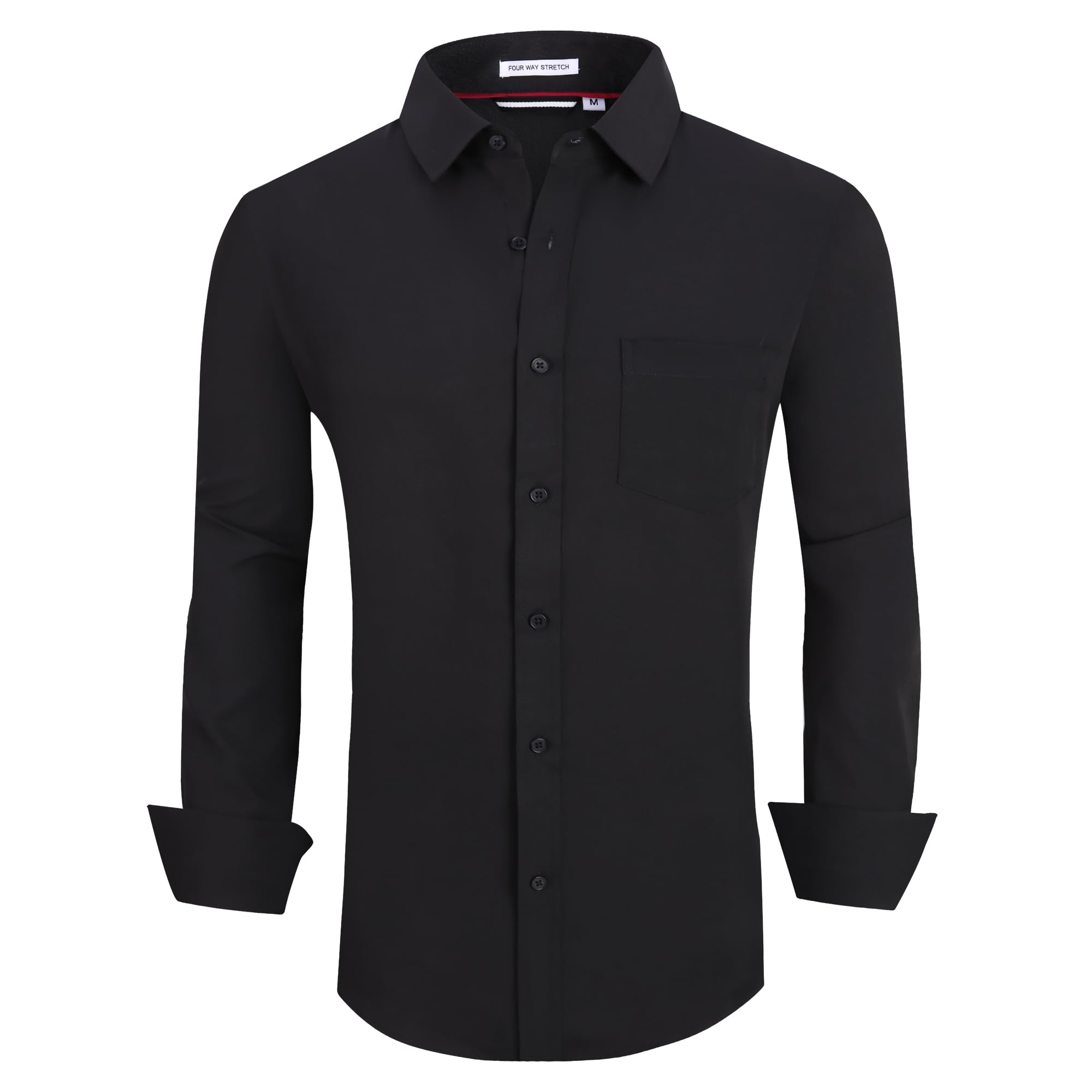Alex Vando Mens Dress Shirt Wrinkle Free Regular Fit 4-Way Stretch Button Down Shirts