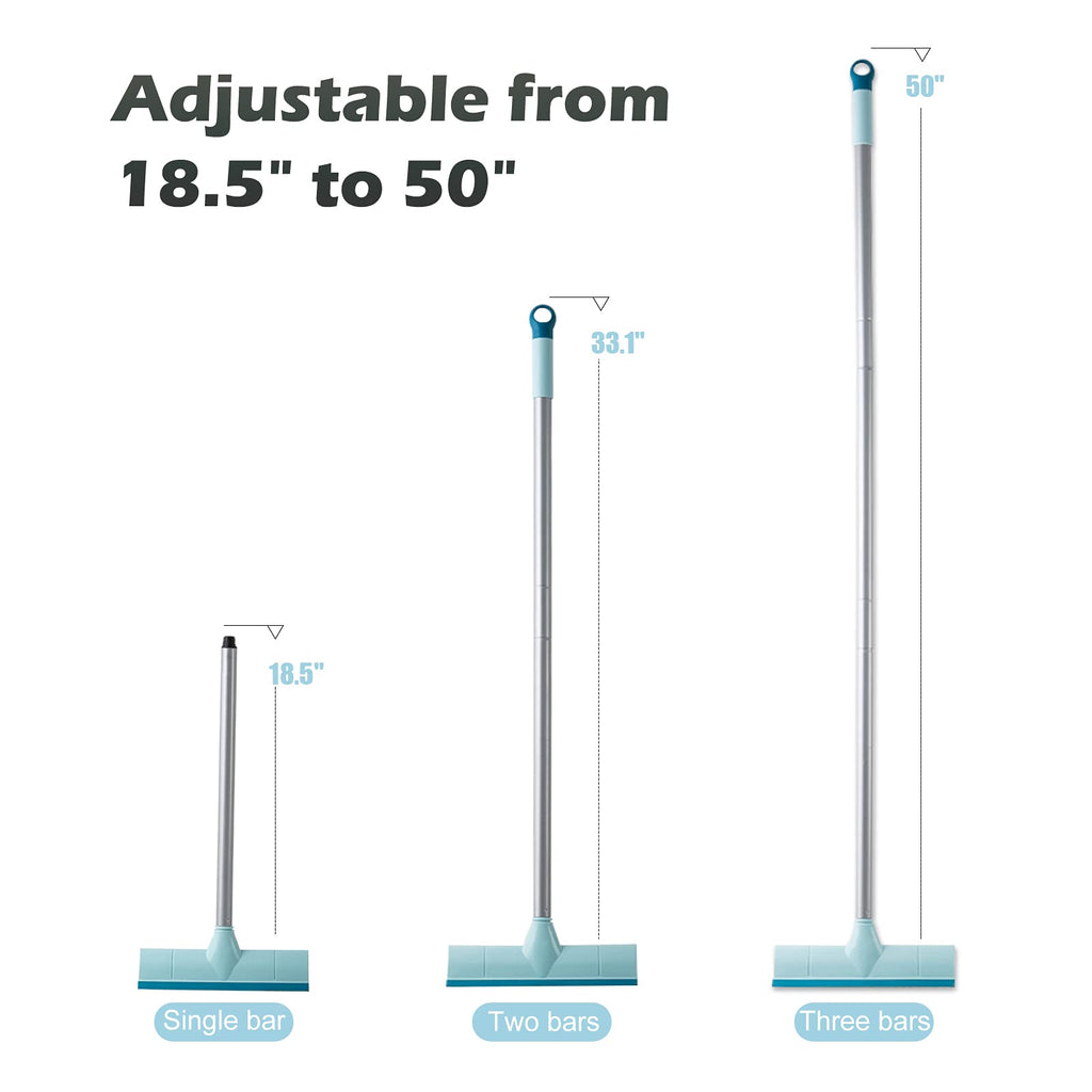 BOOMJOY Floor Scrub Brush with 57" Long Handle, 12" Wide Head, 2 in 1 Scrape and Brush, Stiff Bristle for Cleaning Bathroom, Patio, Kitchen, Tile, Wall and Deck
