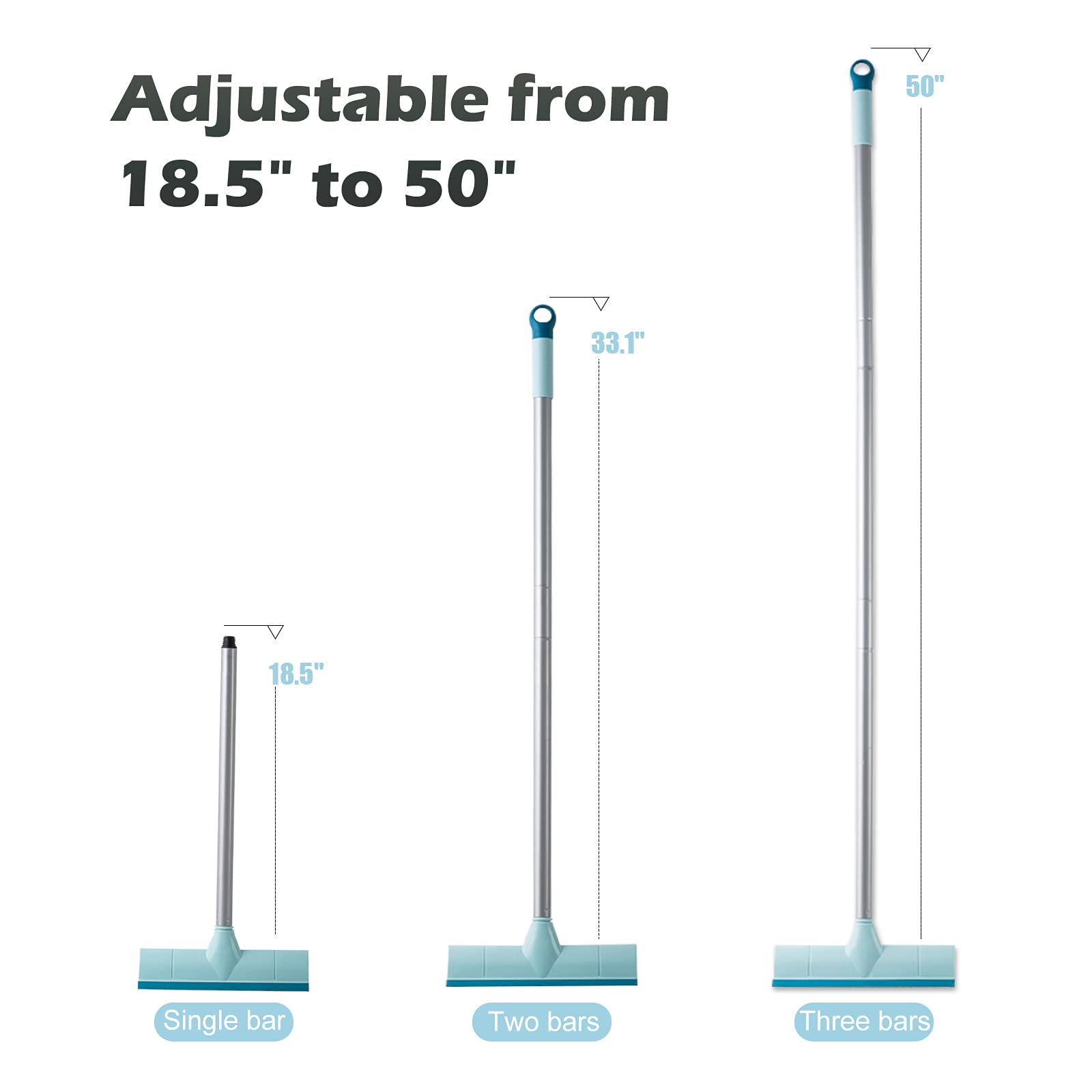 BOOMJOY Floor Scrub Brush with 57" Long Handle, 12" Wide Head, 2 in 1 Scrape and Brush, Stiff Bristle for Cleaning Bathroom, Patio, Kitchen, Tile, Wall and Deck