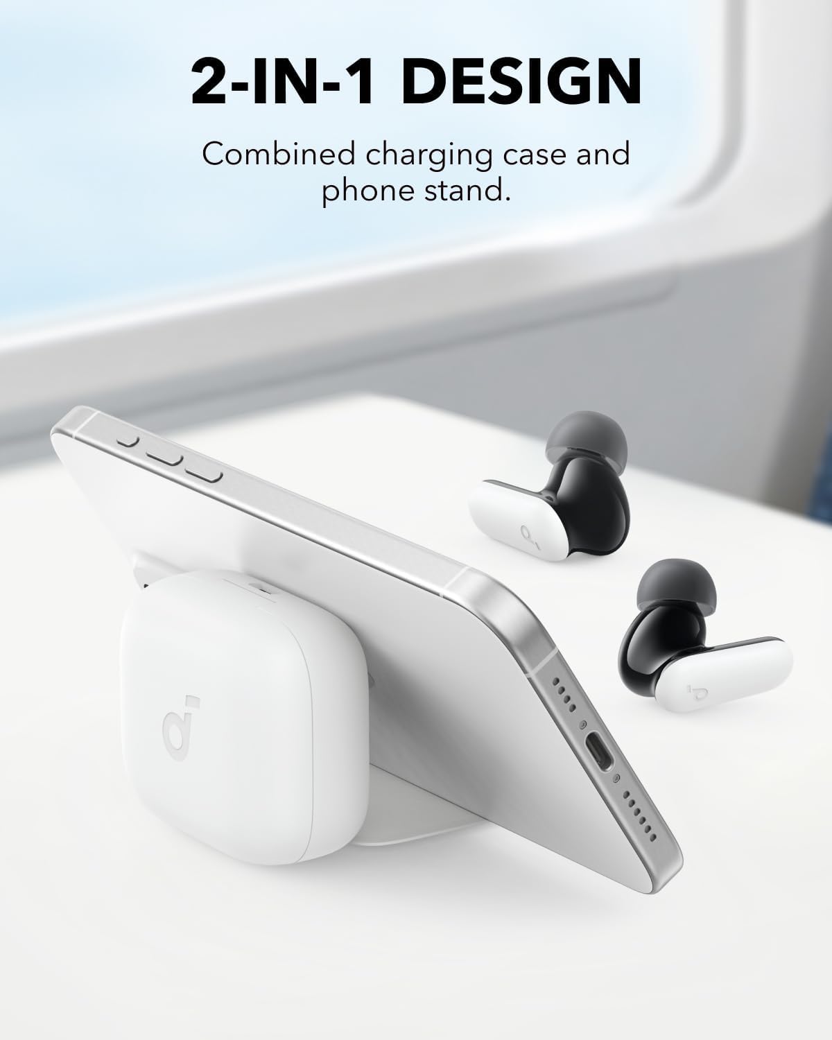 Soundcore P30i by Anker Noise Cancelling Earbuds, Strong and Smart Noise Cancelling, Powerful Bass, 45H Playtime, 2-in-1 Case and Phone Stand, IP54, Wireless Earbuds, Bluetooth 5.4 (Black)