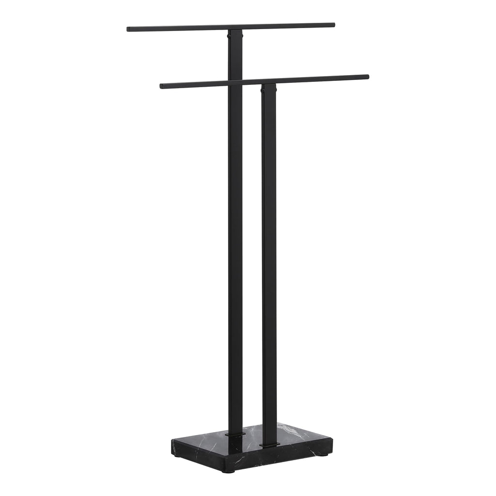 KES Standing Towel Rack with Black Natural Marble Base, 2-Tier Towel Rack Stand for Bathroom Floor, Bath Towel Holder Fits Bath Towel & Hand Towel,18/8 Stainless Steel, BTH217-BBK