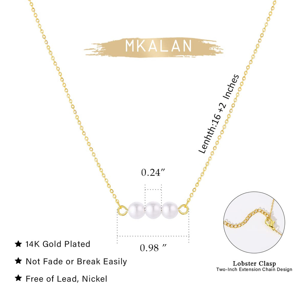 Pearl Necklaces for Women,14K Real Gold Plated Dainty Cute Pearl Necklace for Women Handmade Pearl Chain Necklace Everyday Jewelry Gift