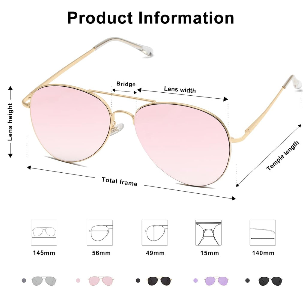 SOJOS Classic Aviator Sunglasses for Women Men Metal Frame Spring Hinges SJ1030