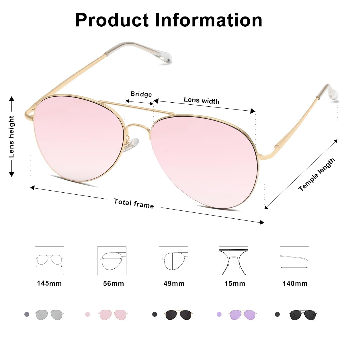 SOJOS Classic Aviator Sunglasses for Women Men Metal Frame Spring Hinges SJ1030