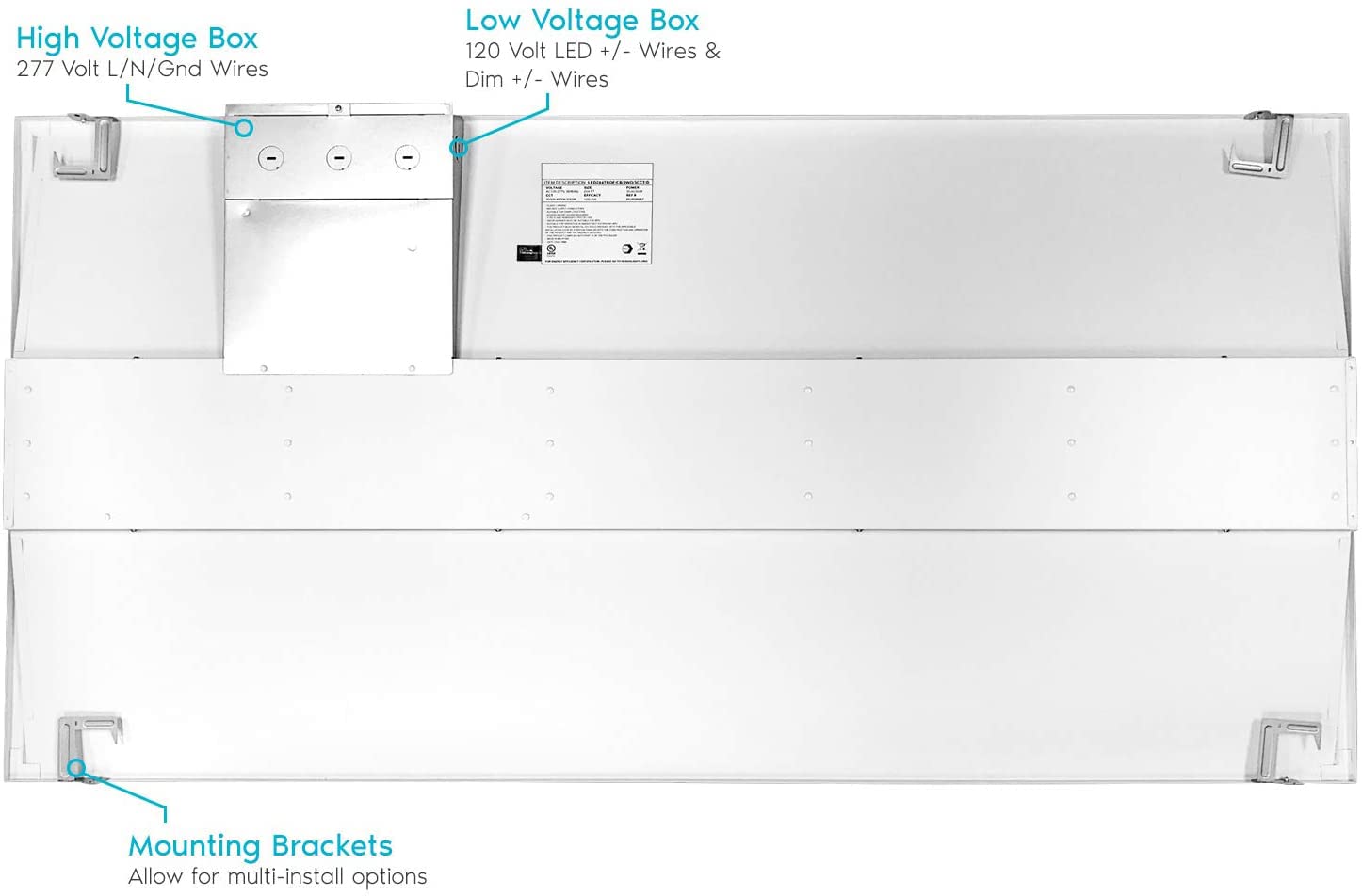 2x2 FT Center Basket LED Troffer Panel Light, 20/30/40W, 3 Color Options 3000K | 4000K | 5000K, Dimmable Drop Ceiling Lights, 2500/3750/5000 Lumens, Damp Rated, 120-277V, Premium (4 Pack)