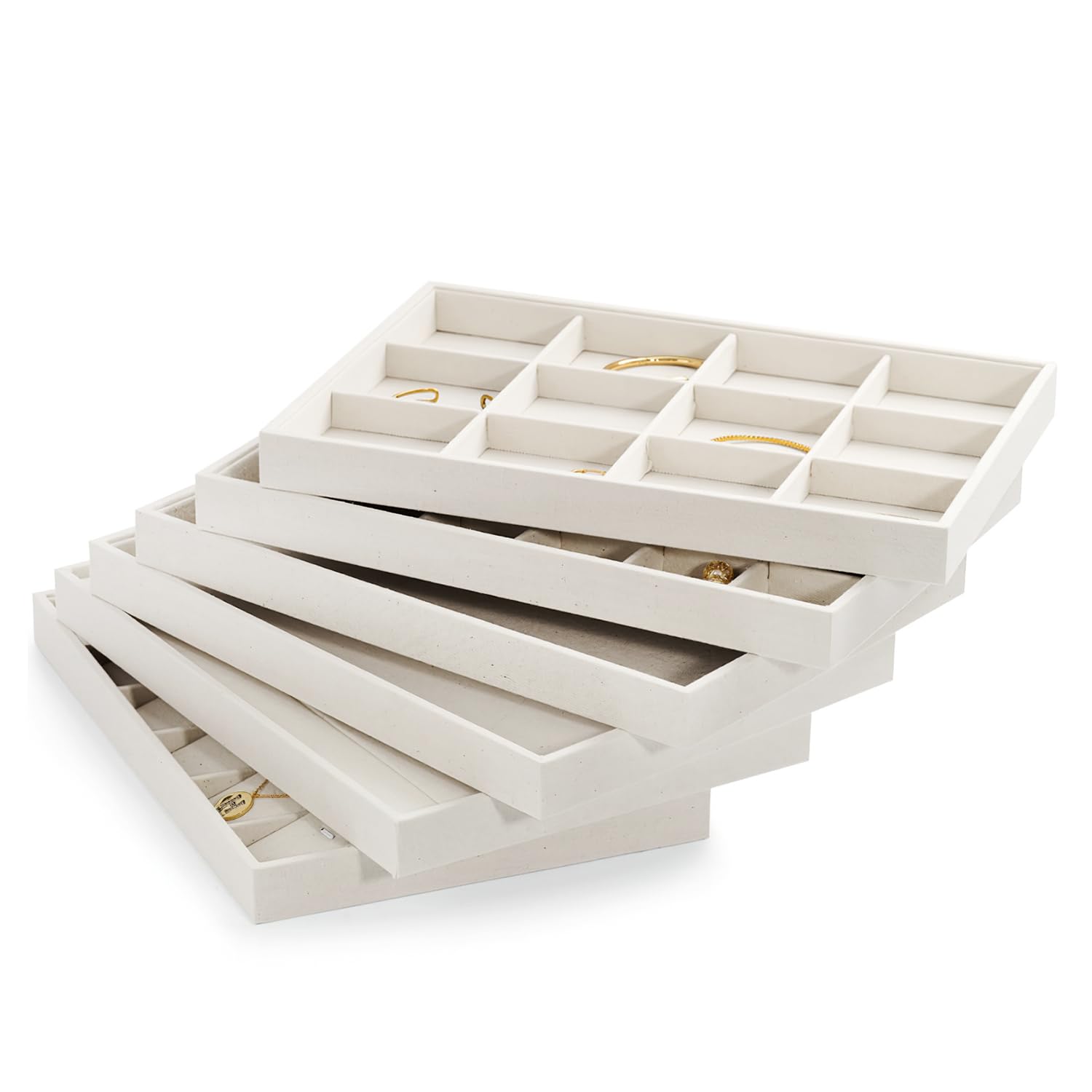 Oirlv linen Jewelry Display Trays Stackable Necklace Bracelet Ring Showcase Display Empty Plate(Pack of 1)