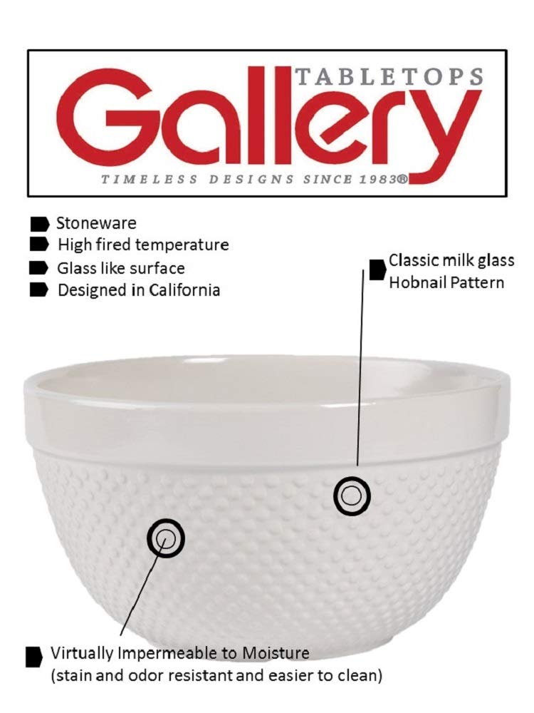 TTU Tabletops Gallery Hobnail Style 4 Piece Timeless Grey Stoneware Nesting Mixing Bowl Set for Baking and Cooking