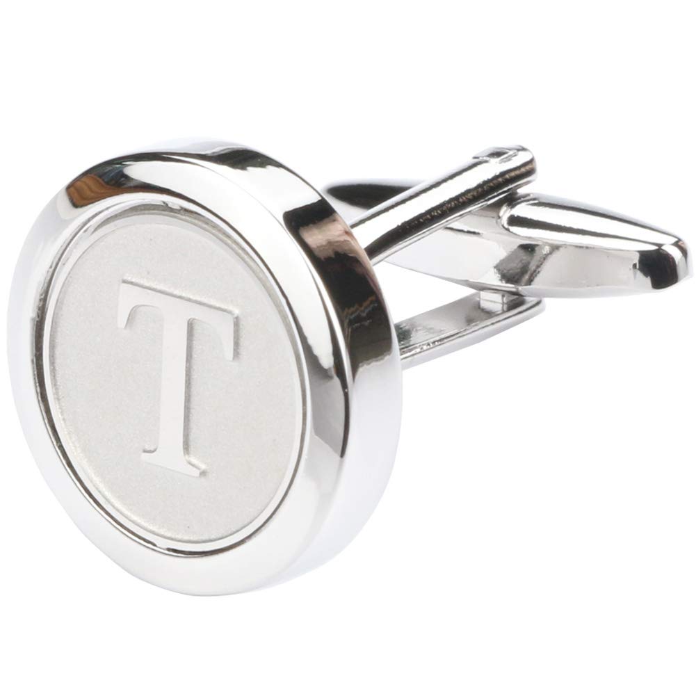 Mens Classic Stainless Steel Initial Cufflinks 26 Alphabet Initial Letter Cufflinks Business Wedding Shirts A-Z