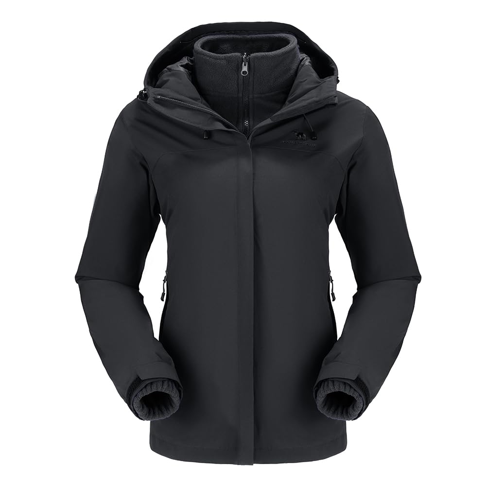 CAMEL CROWN Women's Ski Jacket Waterproof 3 in 1 Winter Coat with Fleece Inner Warm Windproof For Snow Outdoor Hiking