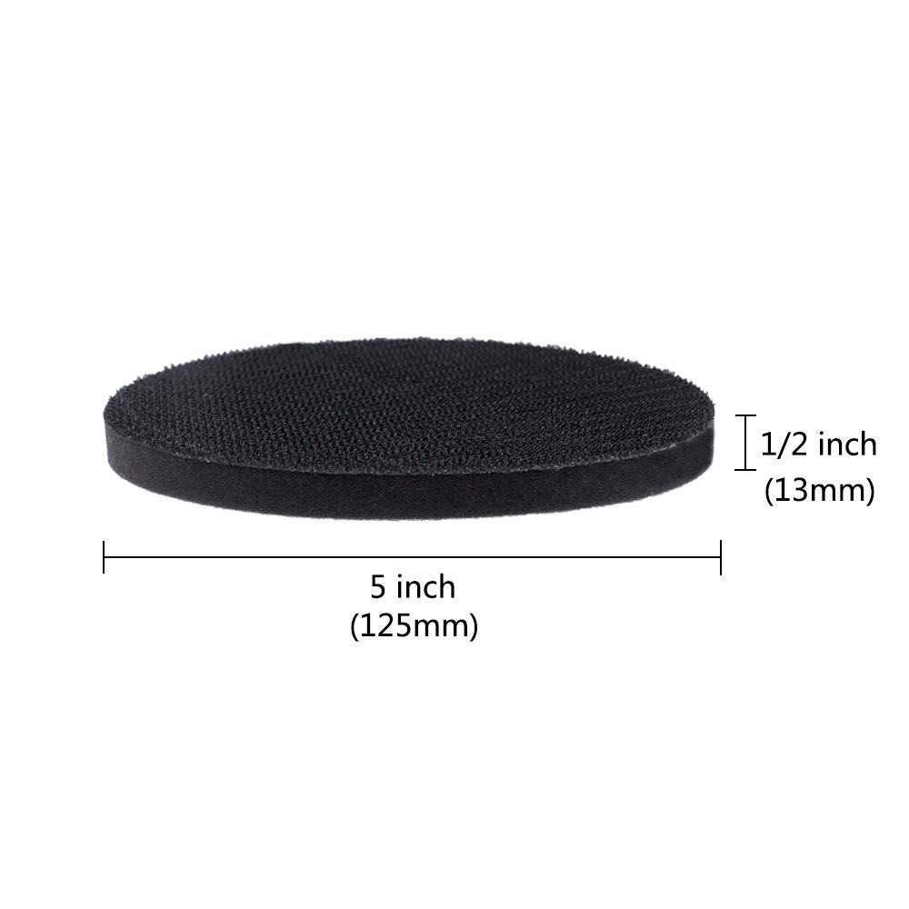 5 Pack 5 Inch 8 Holes Soft Density Interface Pads Hook and Loop 5" Sponge Cushion Buffer Backing Pad (Set of 5)