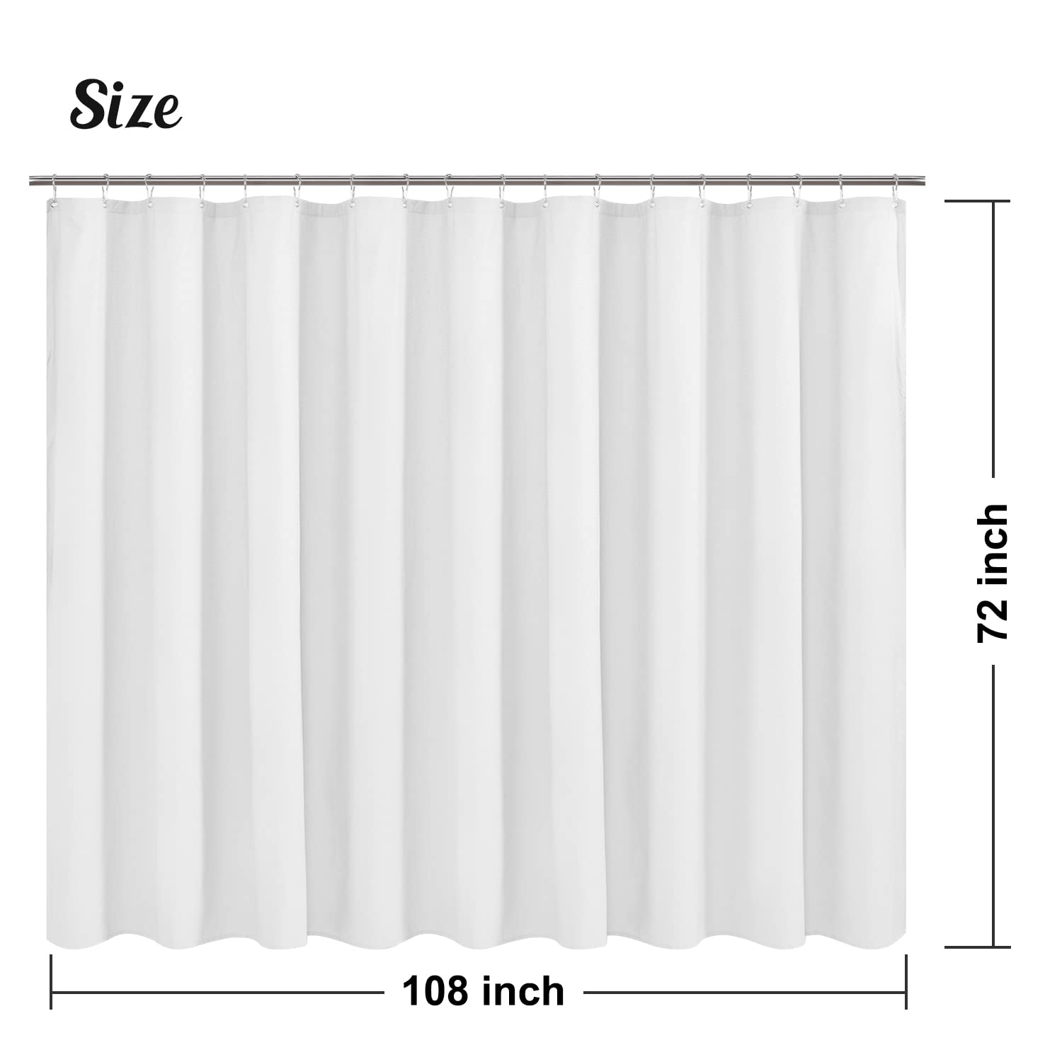 Mrs Awesome Embossed Microfiber Shower Curtain Liner 70 x 72 inches, Soft Fabric Shower Curtain Washable and Water Repellent,70x72, Cream