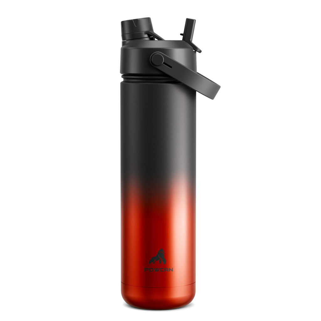 POWCAN 26 oz Insulated Water Bottle with 2-in-1 Straw and Spout Lid, Keep Cold 24H, Leak-Proof, Fits in Car Cup Holder, Stainless Steel Water Bottle for Sports, Travel, Gym, Gift, and School (Ace)