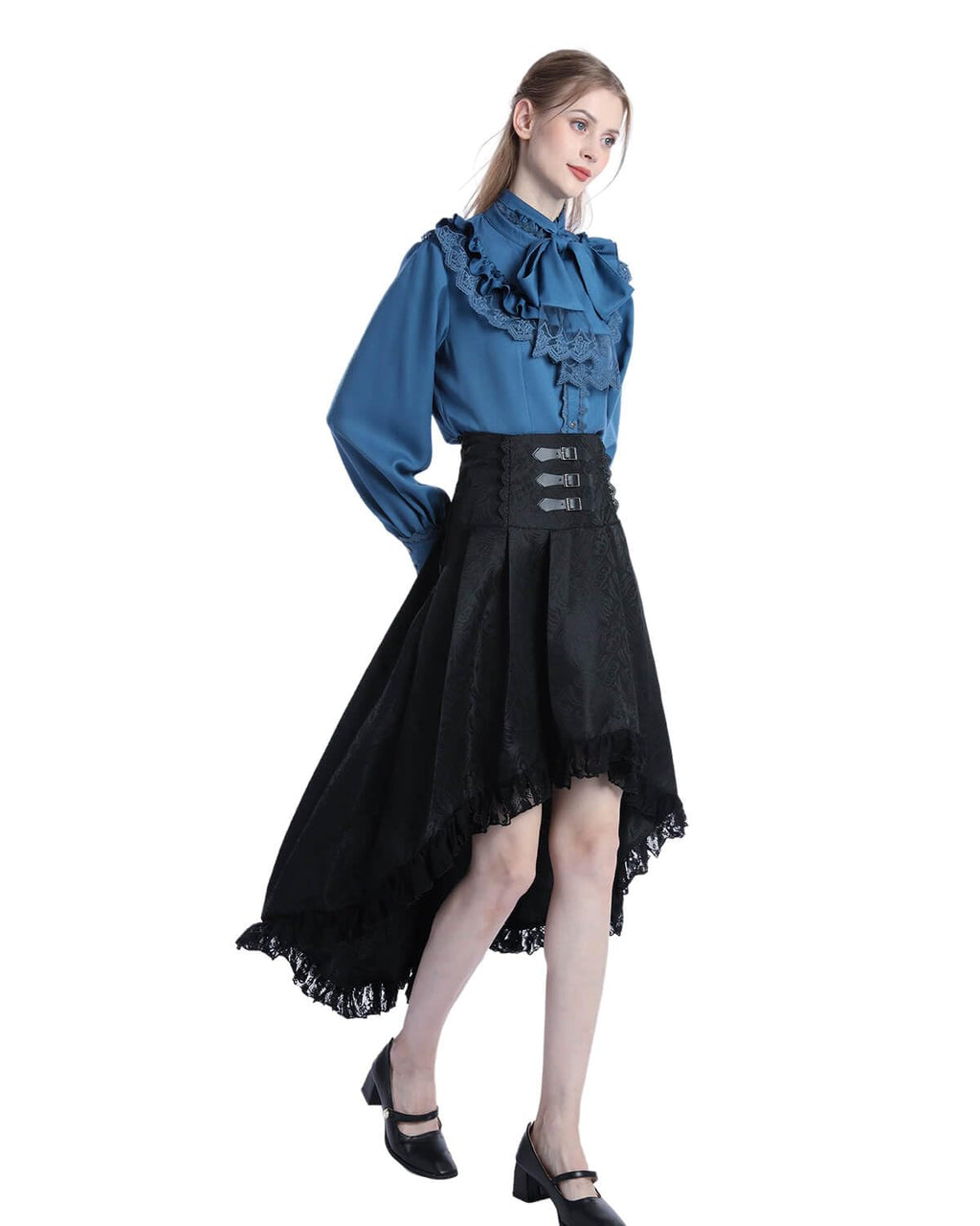 Nuoqi Victorian Blouse Womens Gothic Shirt Vintage Long Sleeve Lotus Ruffle Tops
