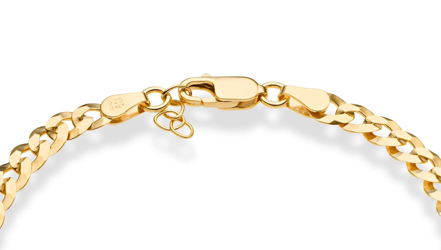 Miabella 18K Gold Plated 925 Sterling Silver Italian 5mm Solid Diamond-Cut Cuban Link Curb Chain Bracelet for Men Women, Made in Italy
