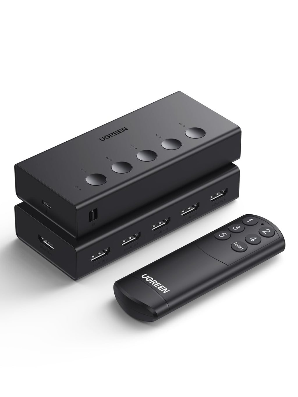 UGREEN HDMI Switch 5 in 1 Out 4K@60Hz, HDMI Splitter with Remote 5 Port Switcher Selector Box Support 3D CEC HDR HDCP2.2 Compatible with PS5/4/3 Xbox Nintendo Switch Roku TV Fire Stick Black