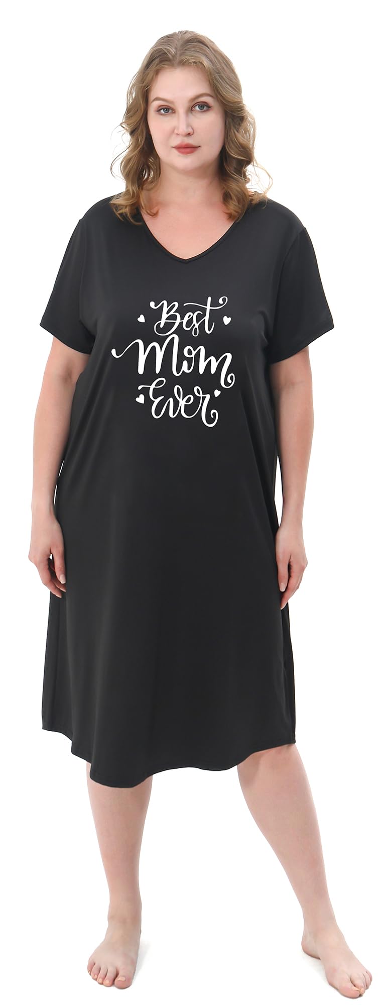 3 Pack Plus Size Women's Nightgown Soft Print Nightshirts for Women Short Sleeve Sleepwear