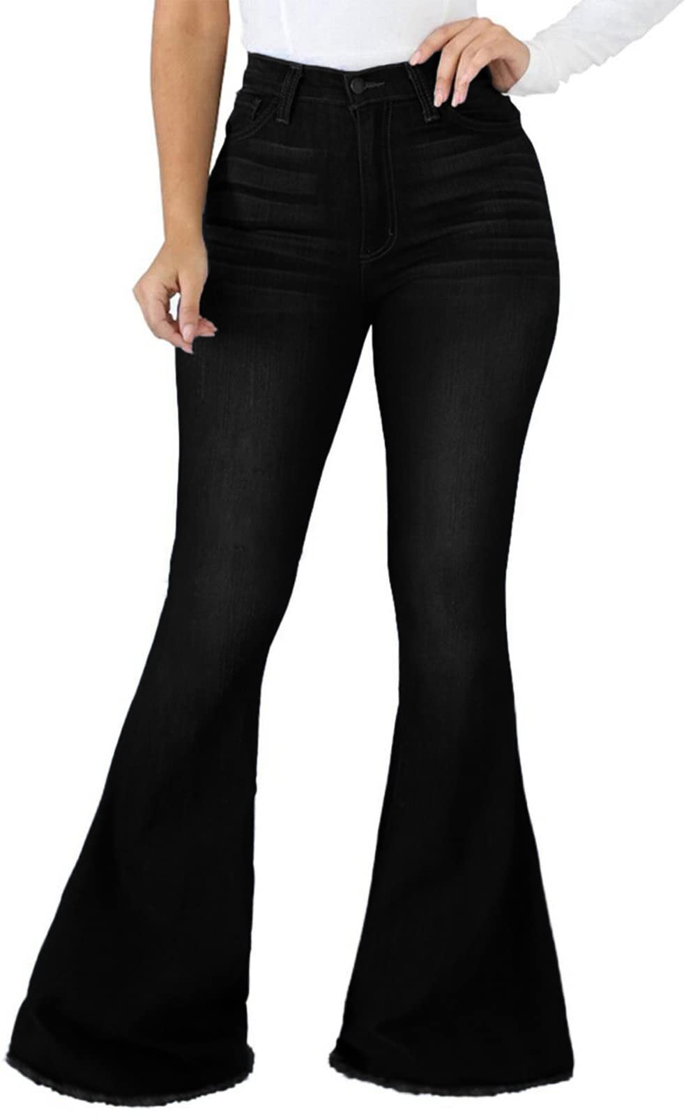Bell Bottom Jeans for Women Ripped High Waisted Classic Flared Denim Pants