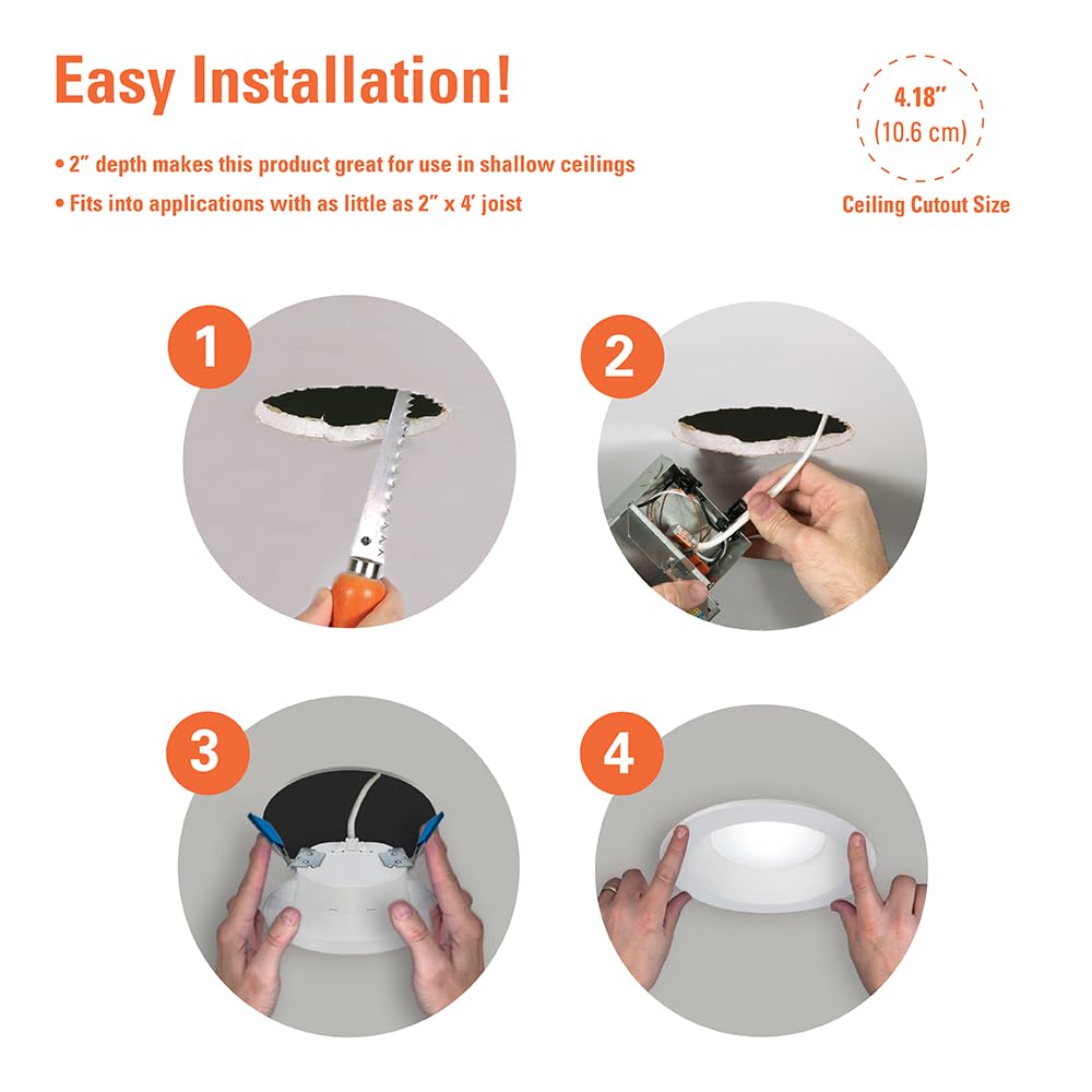 HALO RL 6 in Canless LED Recessed Ceiling Light with Selectable Color Temperature 2700K-5000K, Dim to Warm, 600lm, Indoor/Outdoor Wet Location Dimmable IC-Rated Downlight (Packaging May Vary)