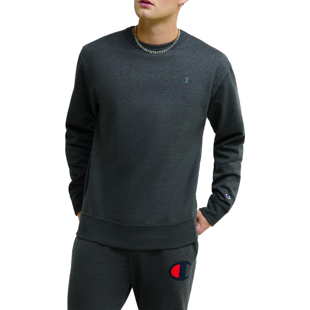 Champion Men's Men's Crewneck Fleece Sweatshirt, Standard Fit, Midweight, C Logo, Available in Regular and Big & Tall