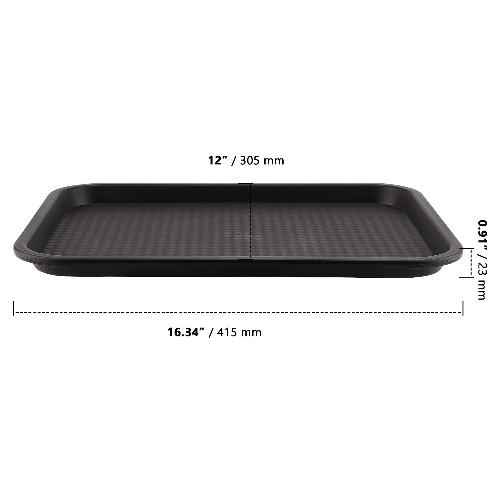 ZOENHOU 6 Pack 14 x 10 Inch Fast Food Tray, Rectangular Cafeteria Serving Trays, Plastic Trays for Food, Black
