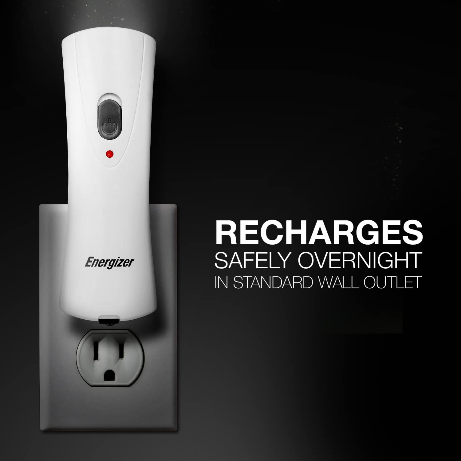 Energizer Auto-On LED Flashlights Rechargeable for Home Power Failure, Plug in LED Flashlight for Power Outage, Night Light, Hurricane Preparedness