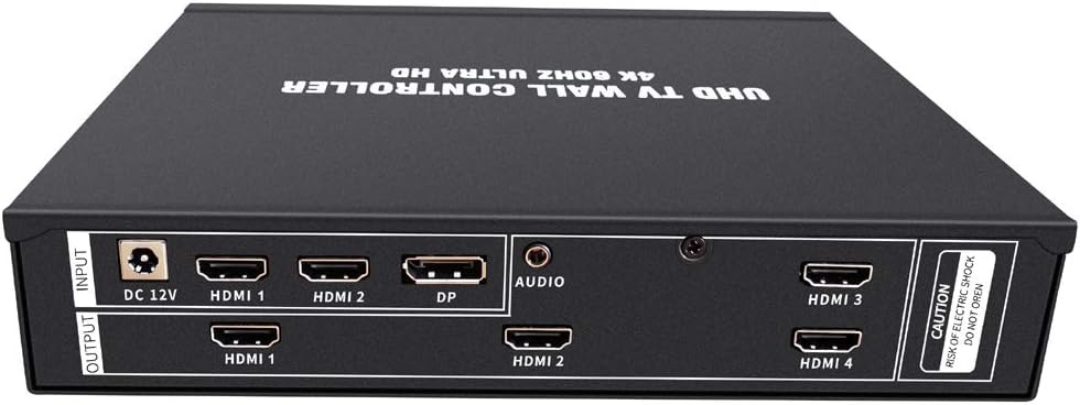 ISEEVY 4K60 UHD Video Wall Controller 2x2 1x2 2x1 1x3 3x1 1x4 4x1 TV Wall Controller for 4 TV Splicing Display Support 3840x2160@60Hz Inputs and Rotate 90 Degree for Portrait Mode Screens