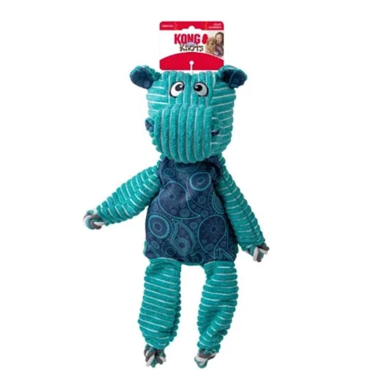 KONG Floppy Knots - Durable No‑Stuffing Squeaky Rope & Plush Dog Toy - for Teething, Playing (Bunny, Small/Medium)