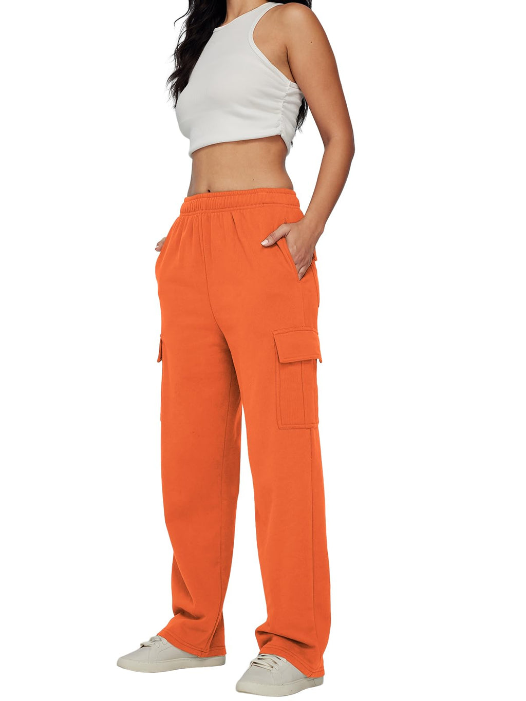 AUTOMET Womens Cargo Sweatpants Baggy Fleece High Waisted Joggers Sweat Pants Athletic Pants